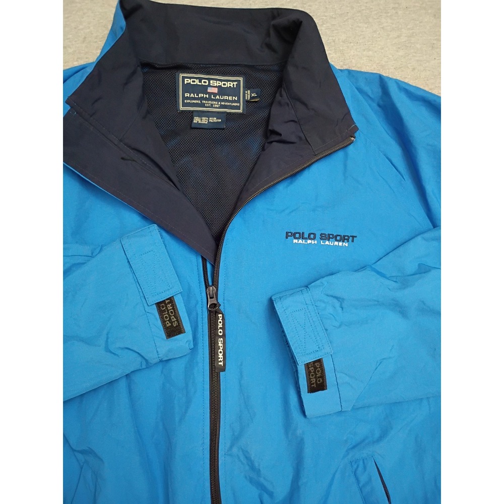Polo Sport Ralph Lauren Windbreaker Jacket Blue Mens XL Vented Mesh Lined VTG